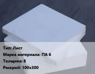 Капролон плита Лист ПА 6 s=8 100х300